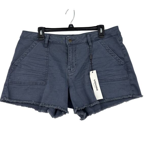 Vigoss Marley Jean Shorts Size 33 Grayish Blue Mid Rise Cut Off Stretch Denim - Picture 1 of 13